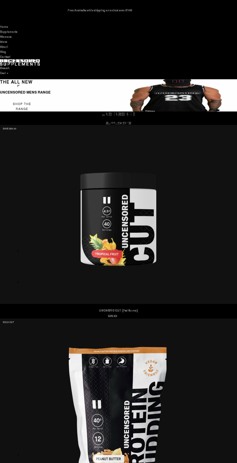 uncensoredsupplements.com.au shopify website screenshot