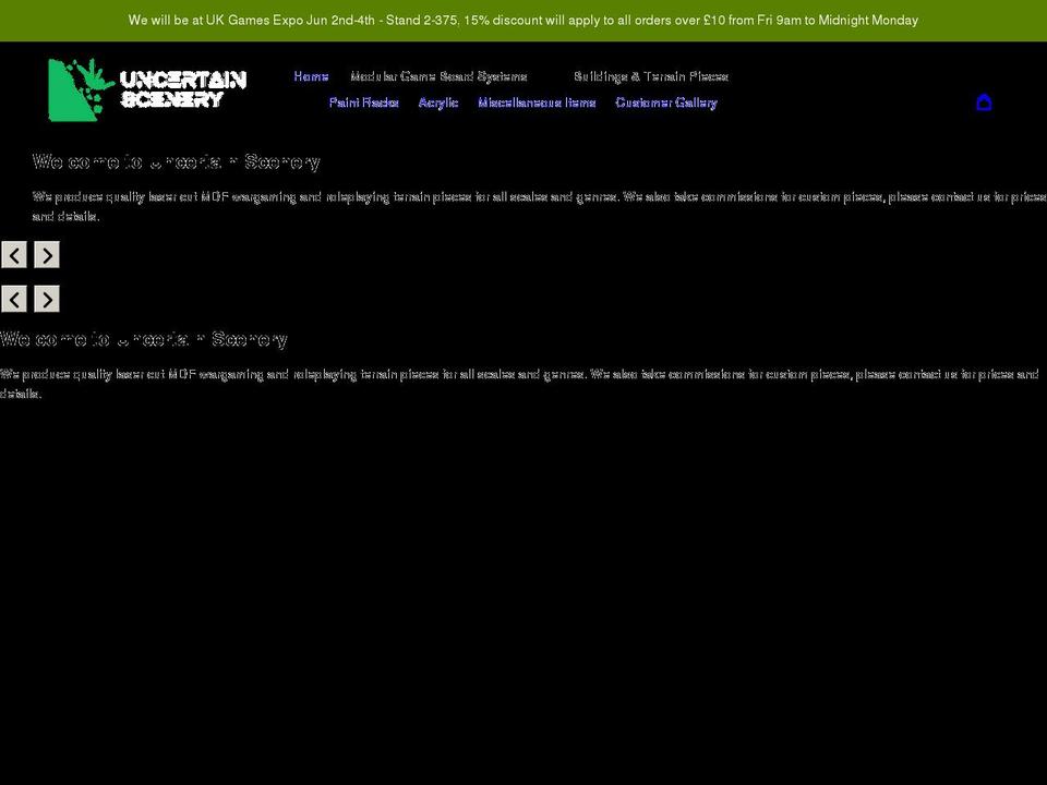 uncertainscenery.com — Shopify storefront screenshot