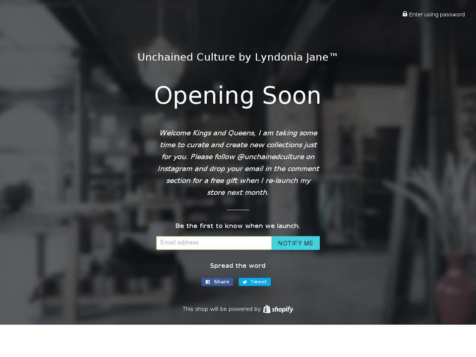 unchainedculture.com shopify website screenshot