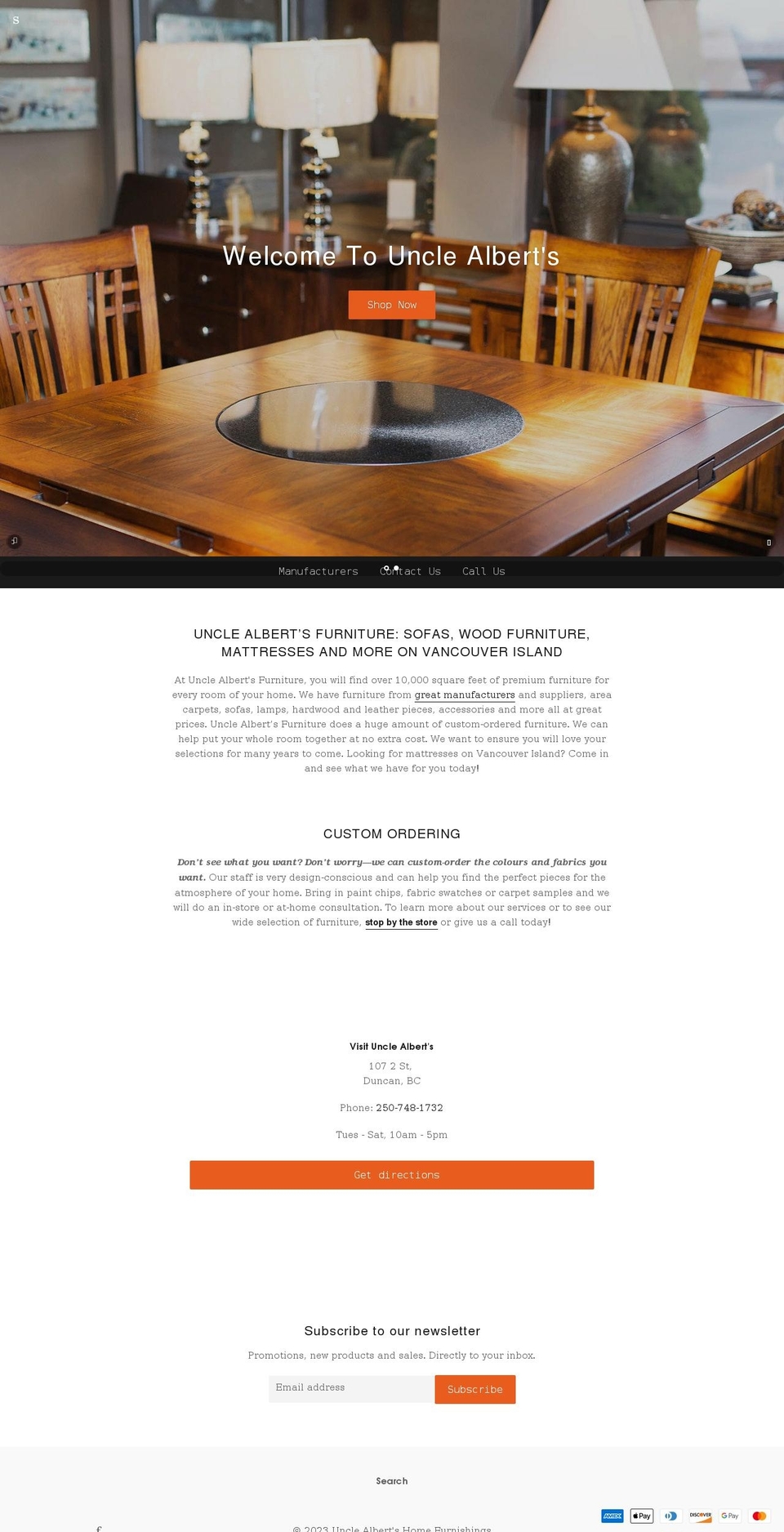 unclealberts.ca shopify website screenshot