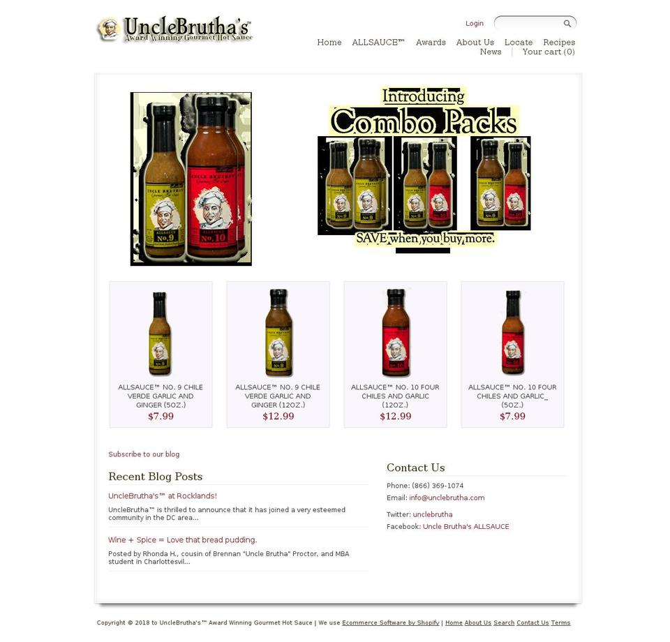 unclebruthas.com shopify website screenshot