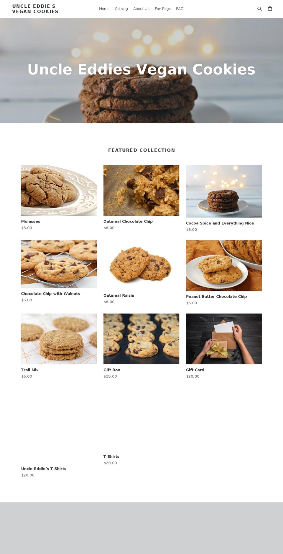 uncleeddiesvegancookies.com shopify website screenshot