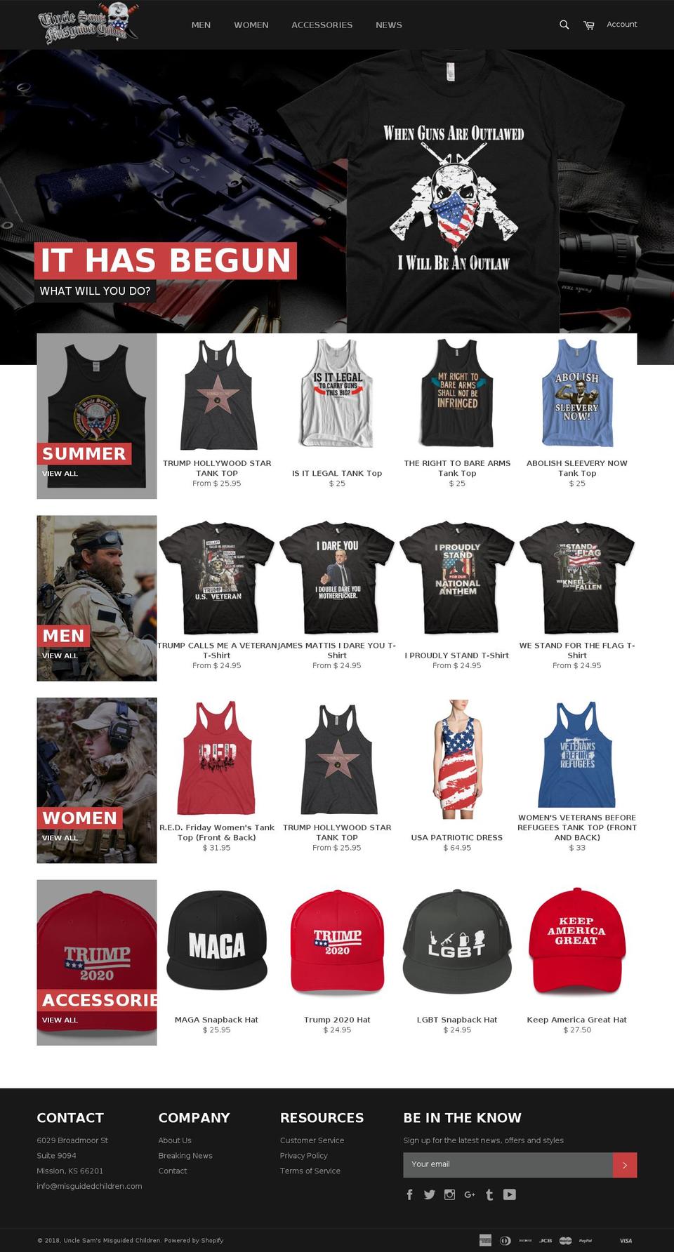 unclesamsmisguidedchildren.net shopify website screenshot