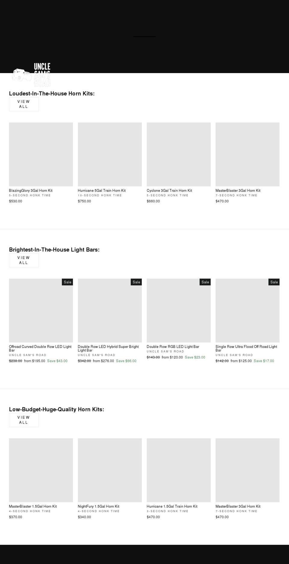 unclesamsroad.com shopify website screenshot