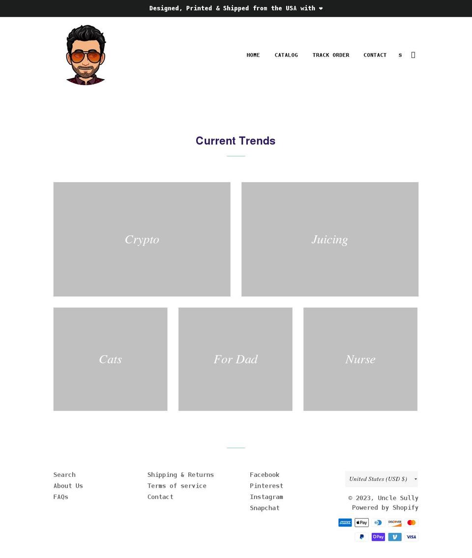 unclesully.com shopify website screenshot