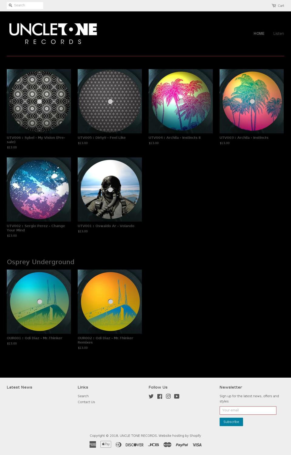 uncletonerecords.com — Shopify storefront screenshot