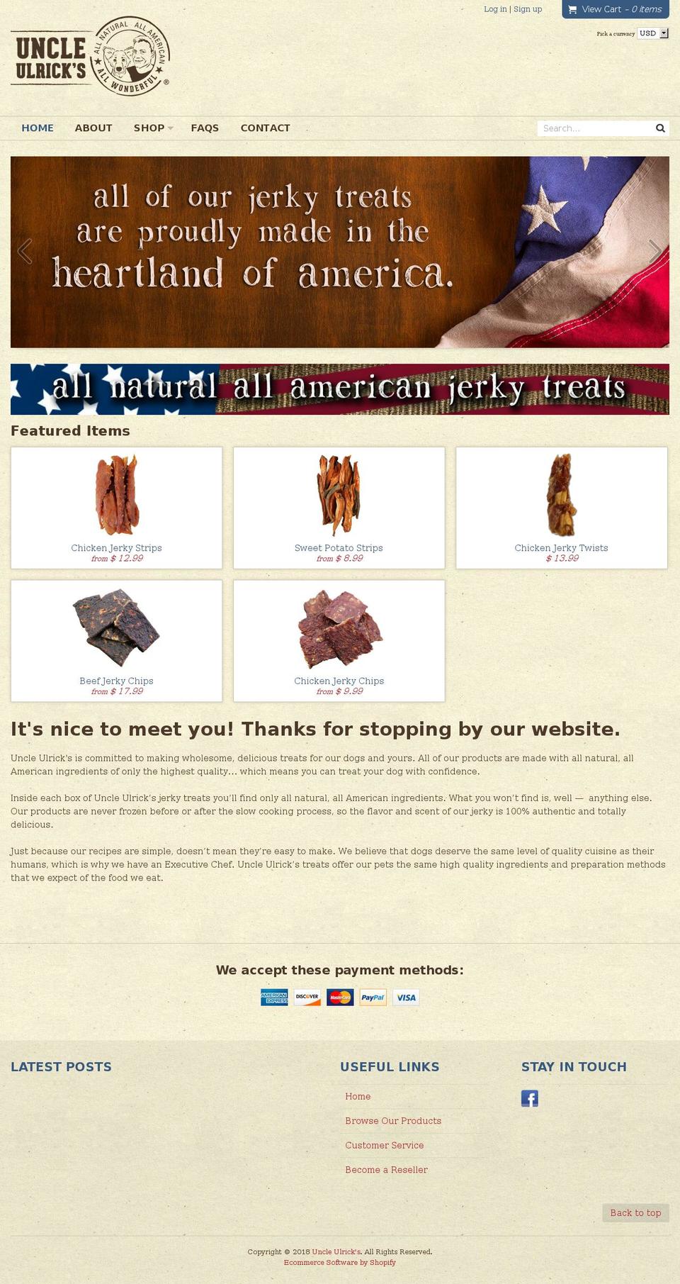uncleulrick.com — Shopify storefront screenshot