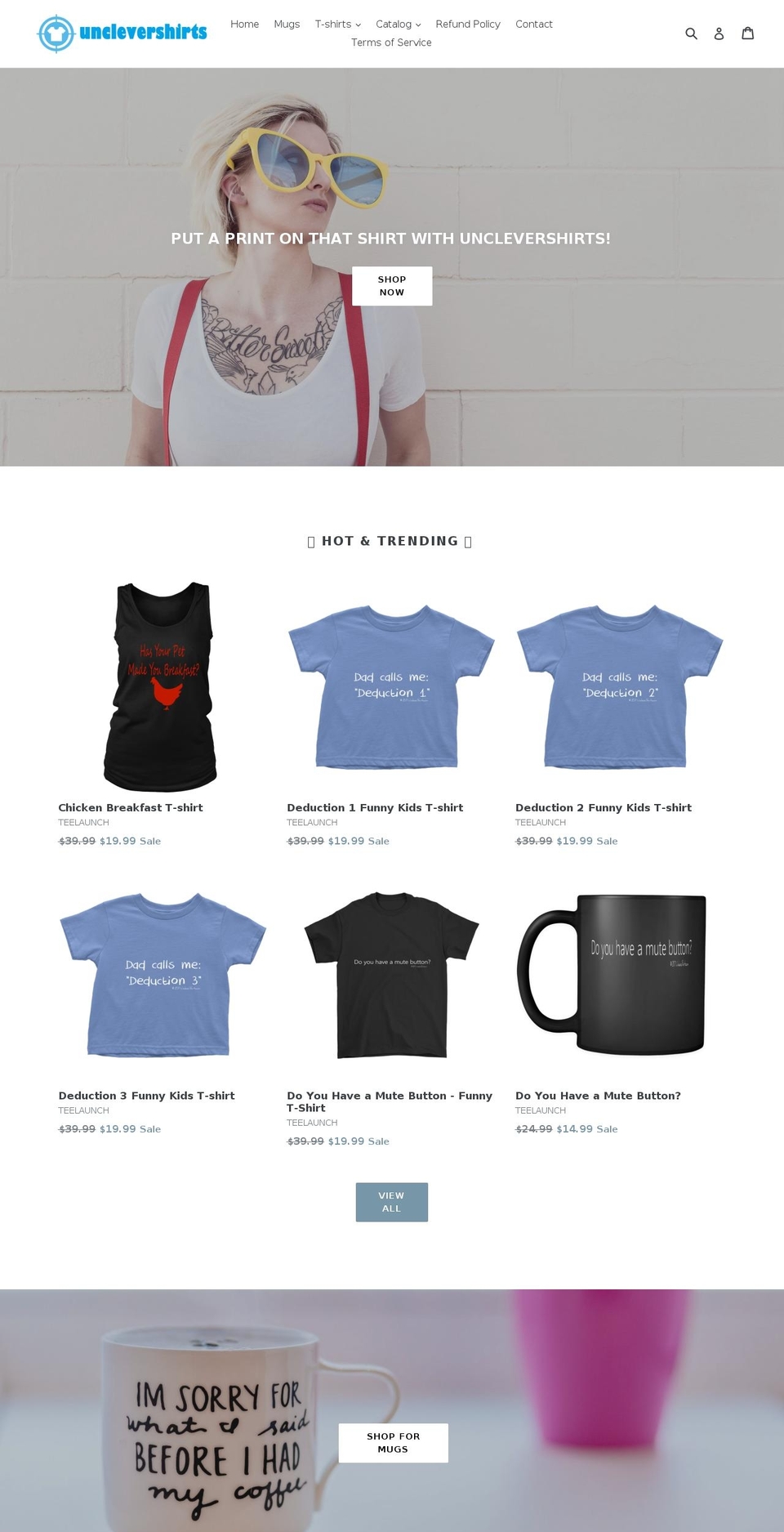 unclevershirts.com — Shopify storefront screenshot