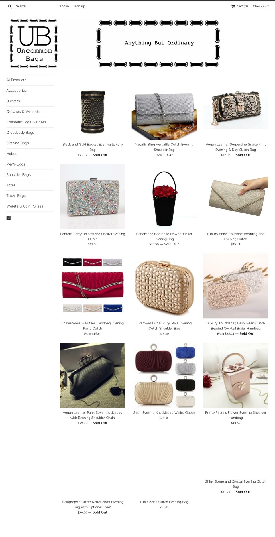 uncommonbags.com shopify website screenshot