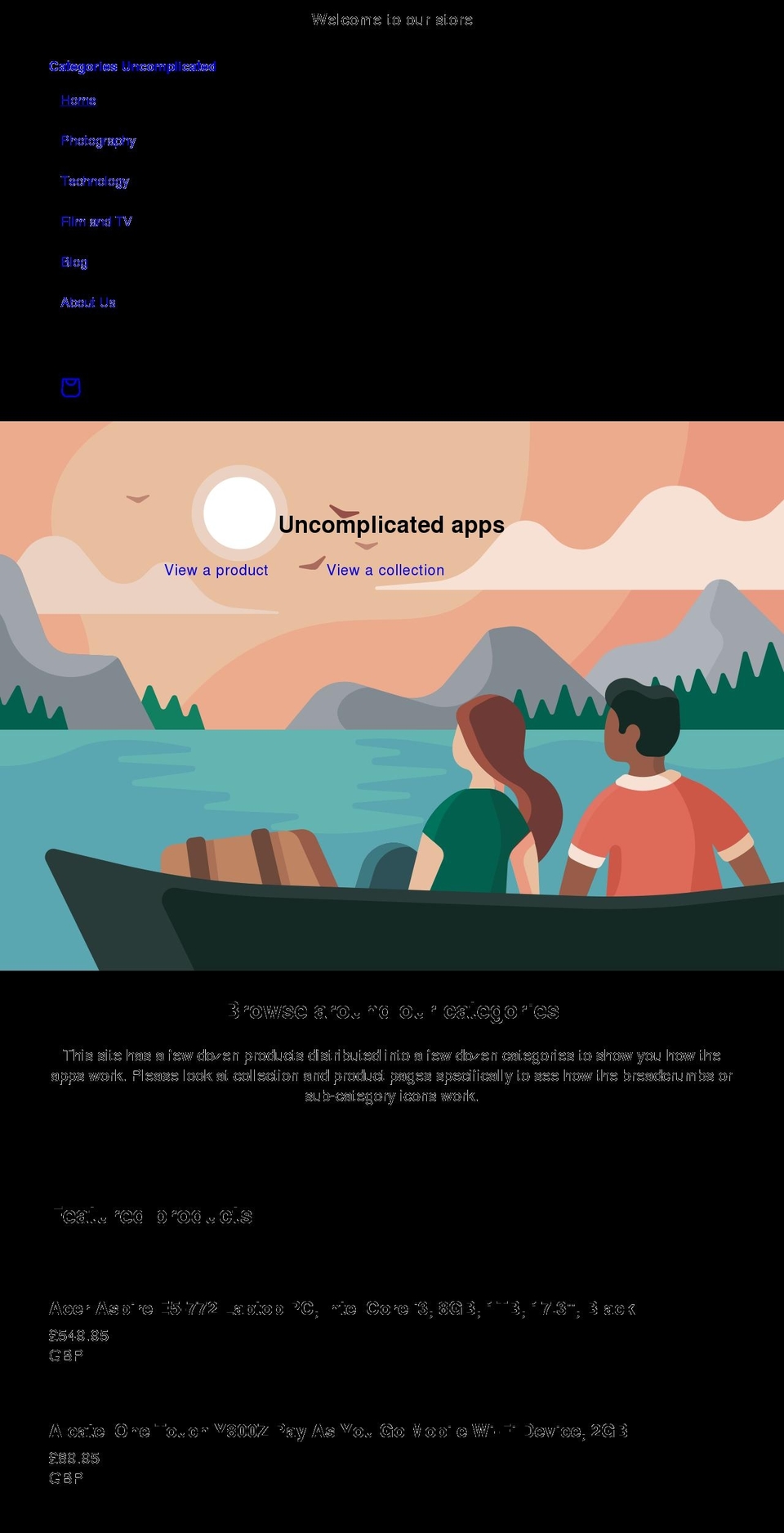 uncomplicated.myshopify.com shopify website screenshot
