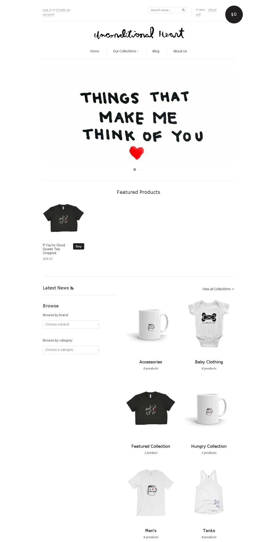 unconditionalheart.com shopify website screenshot