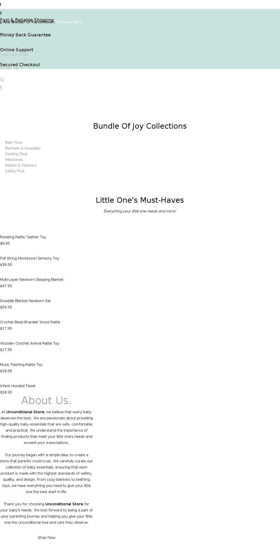 unconditionalstore.com shopify website screenshot