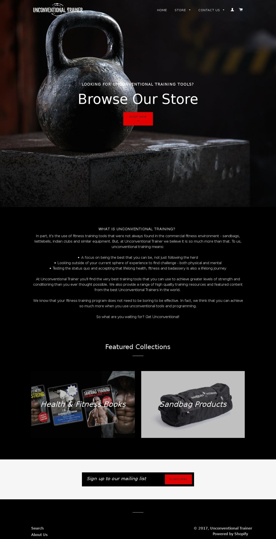 unconventionaltrainer.com shopify website screenshot