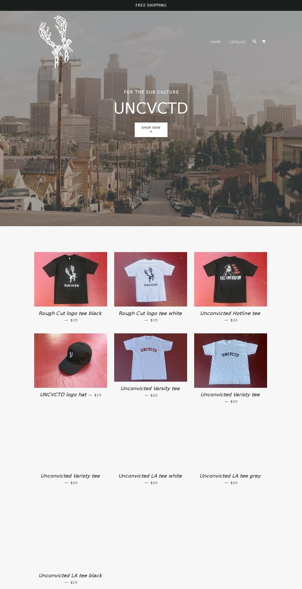 unconvictedla.com — Shopify storefront screenshot