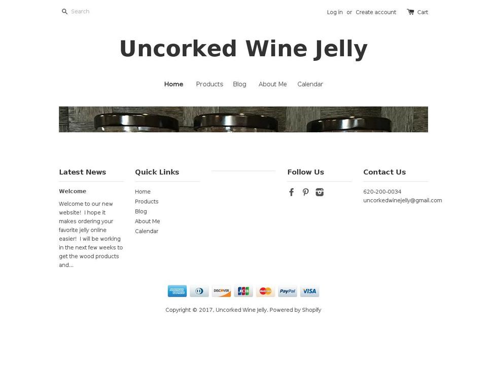uncorkedwinejelly.com shopify website screenshot