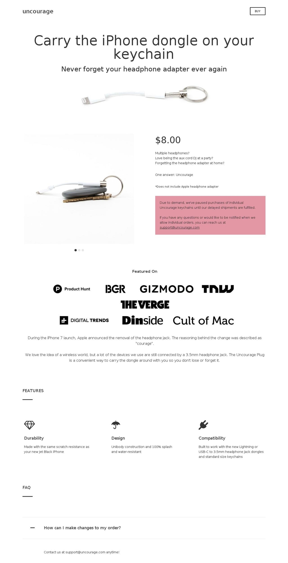 uncourageous.com shopify website screenshot