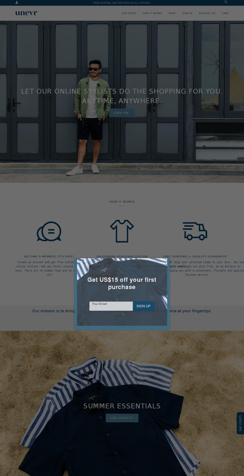 uncoverclothing.com shopify website screenshot