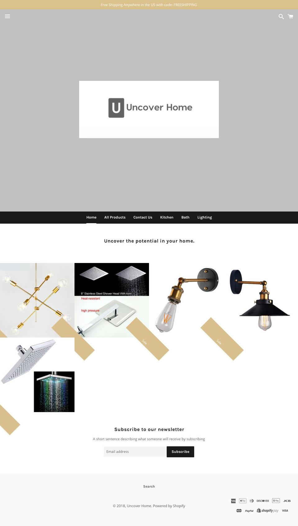 uncoverhome.com — Shopify storefront screenshot
