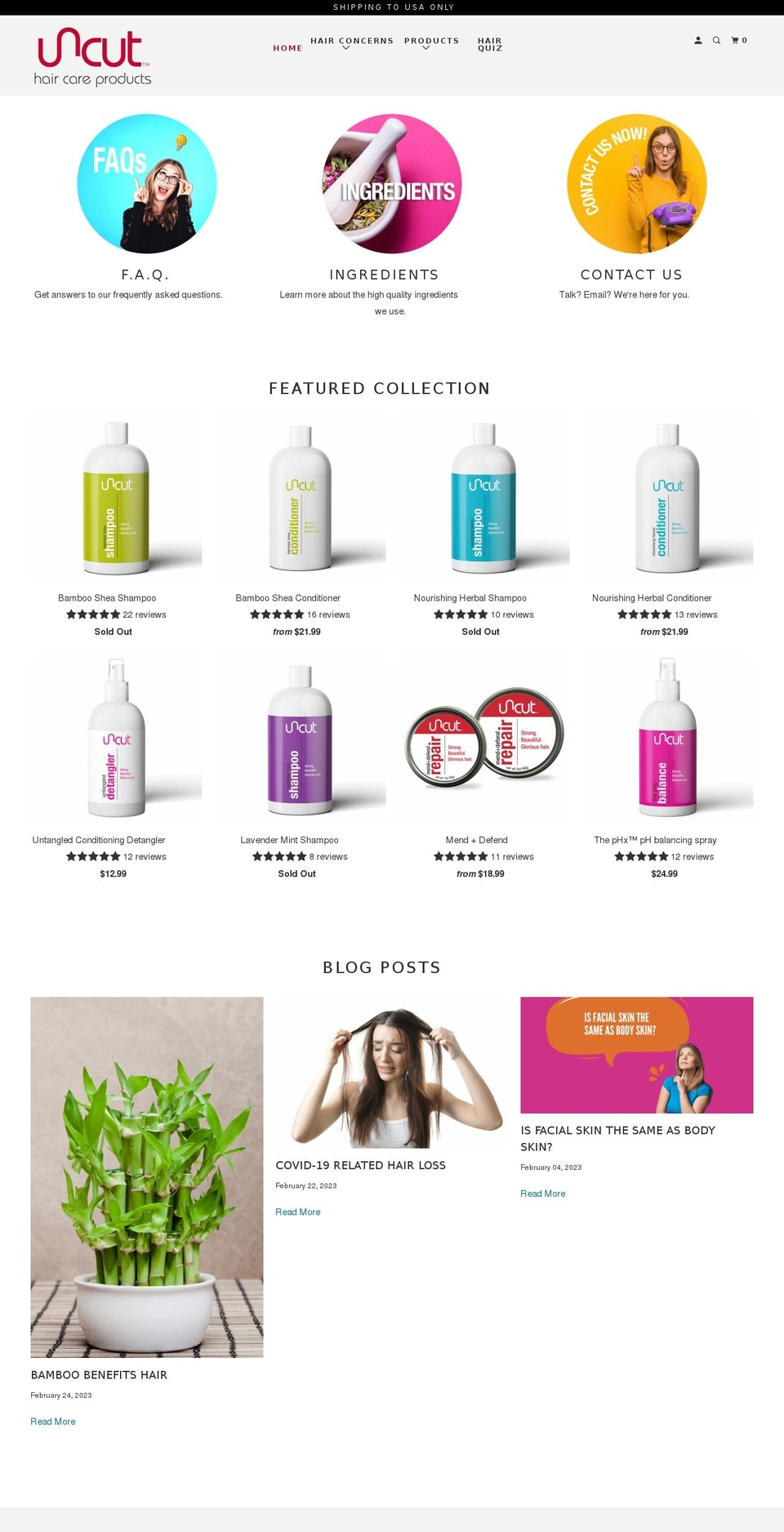 uncuthaircare.com shopify website screenshot