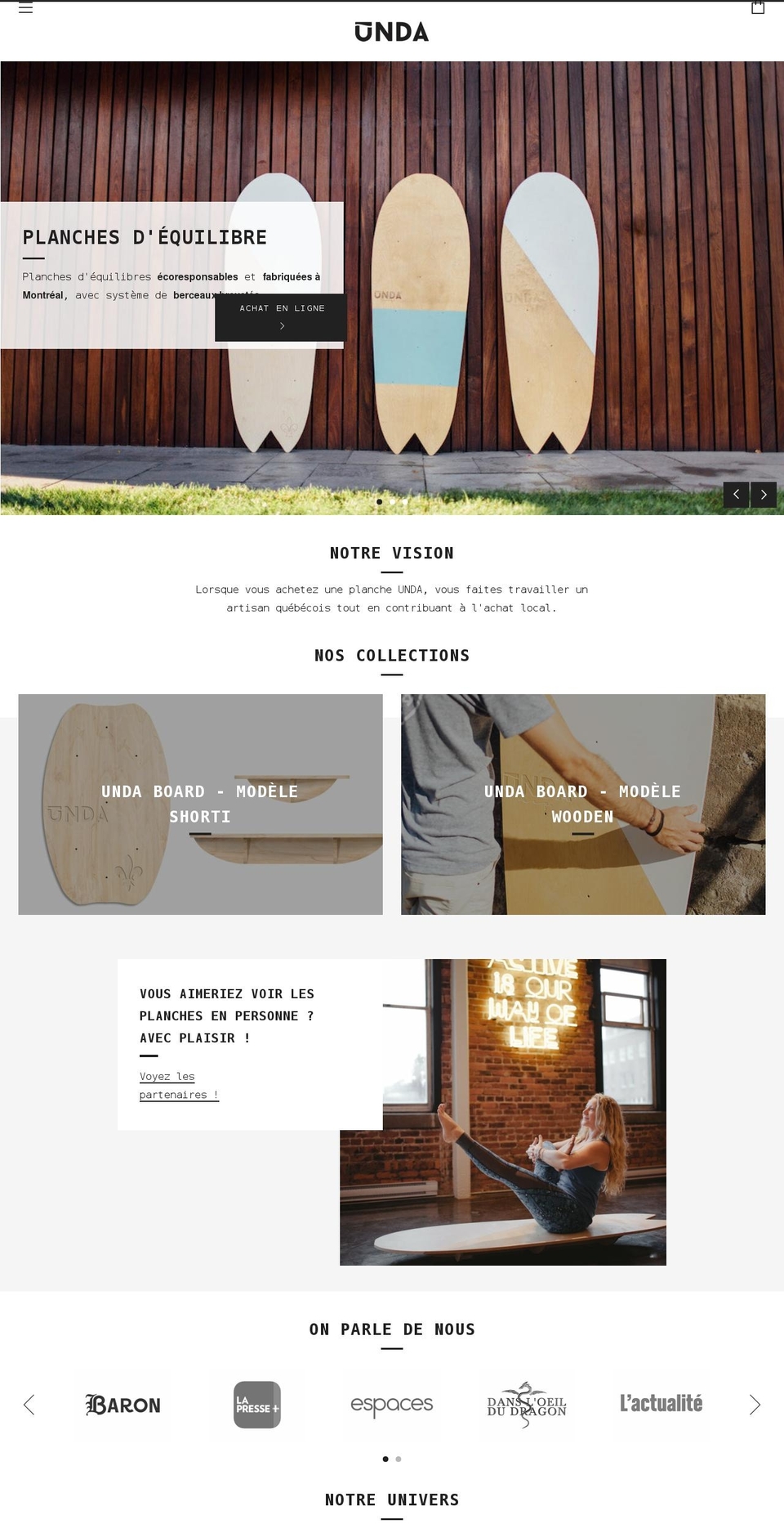 undaboard.com shopify website screenshot