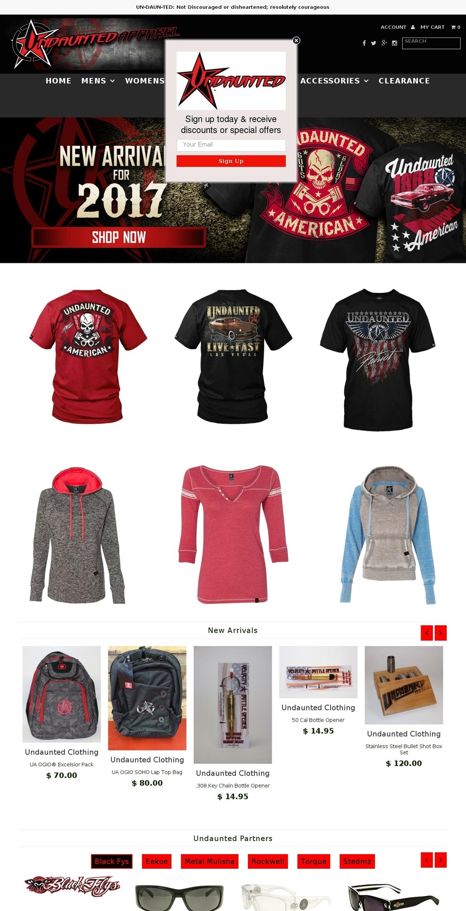 undauntedapparel.com shopify website screenshot