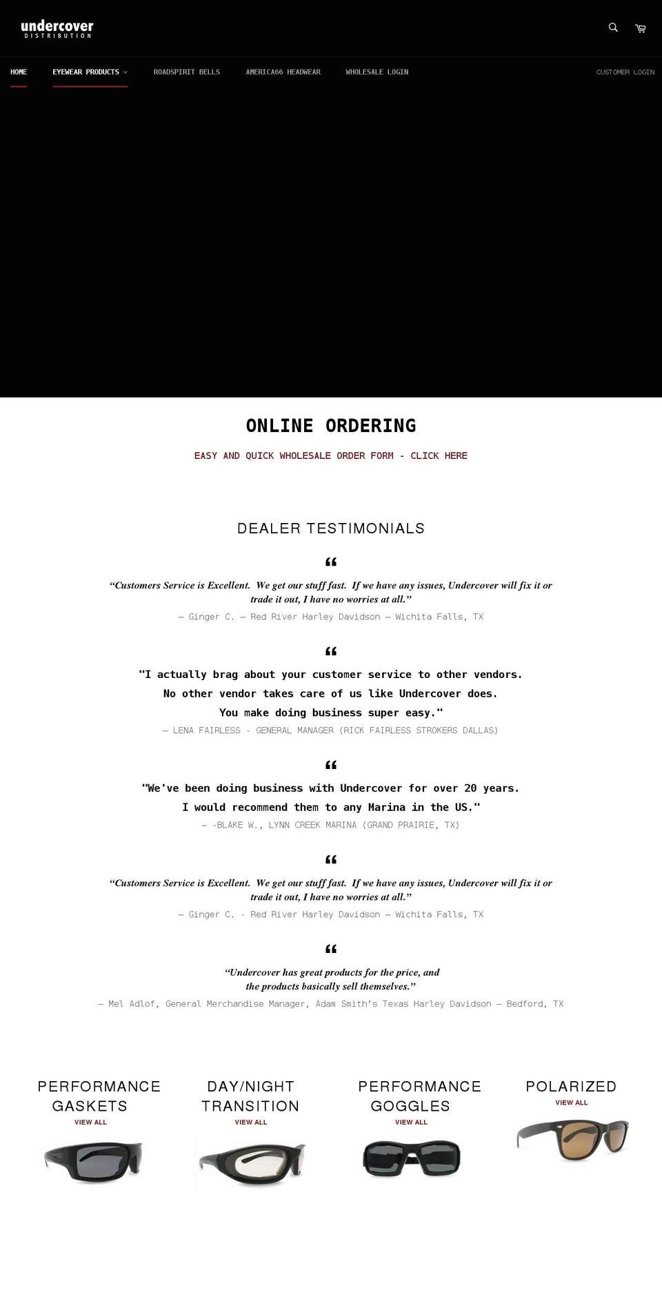undercovereyewear.com shopify website screenshot