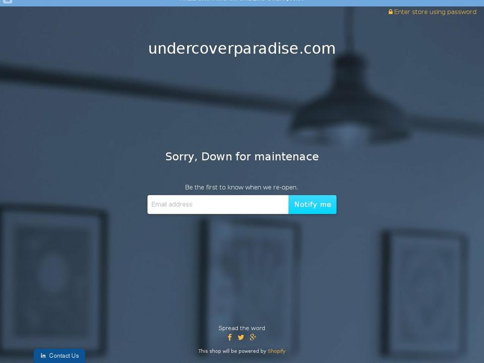 undercoverparadise.com shopify website screenshot