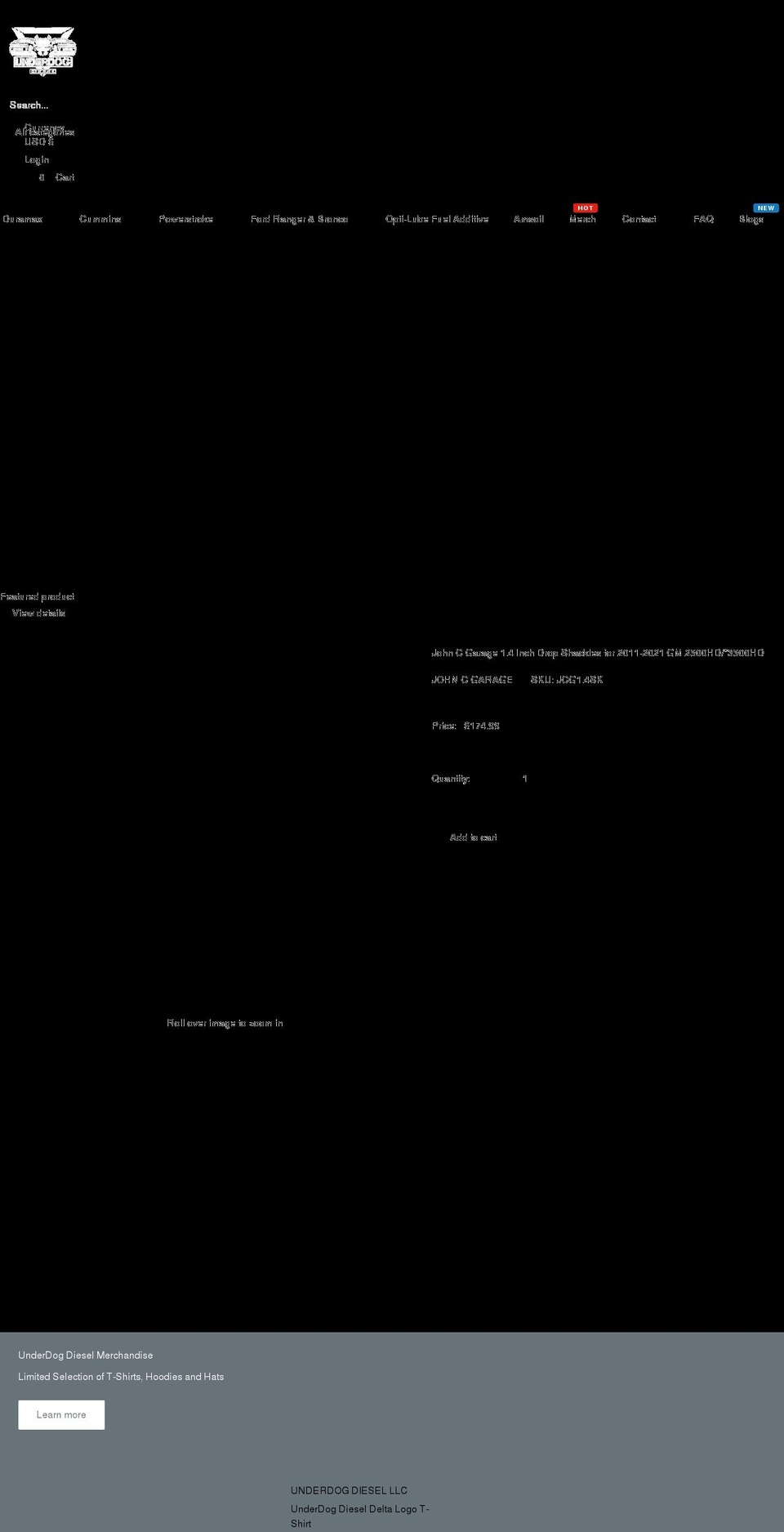 underdog-diesel.com shopify website screenshot