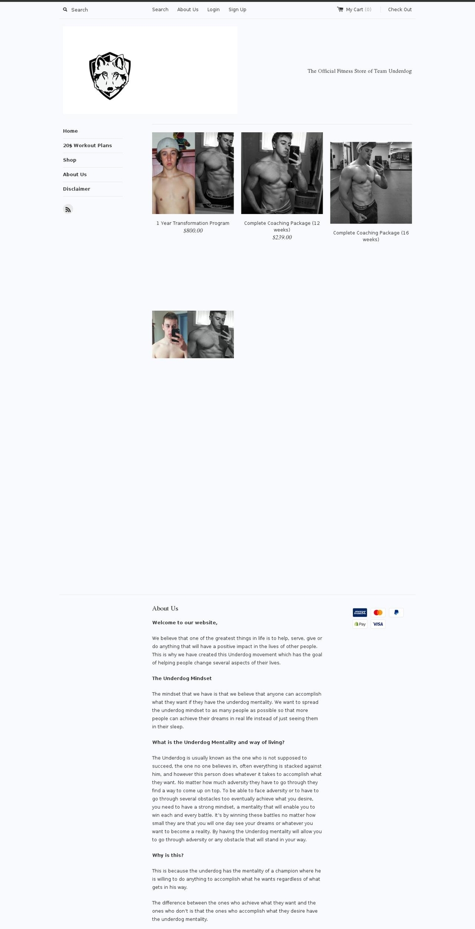 underdogdavefitness.com shopify website screenshot