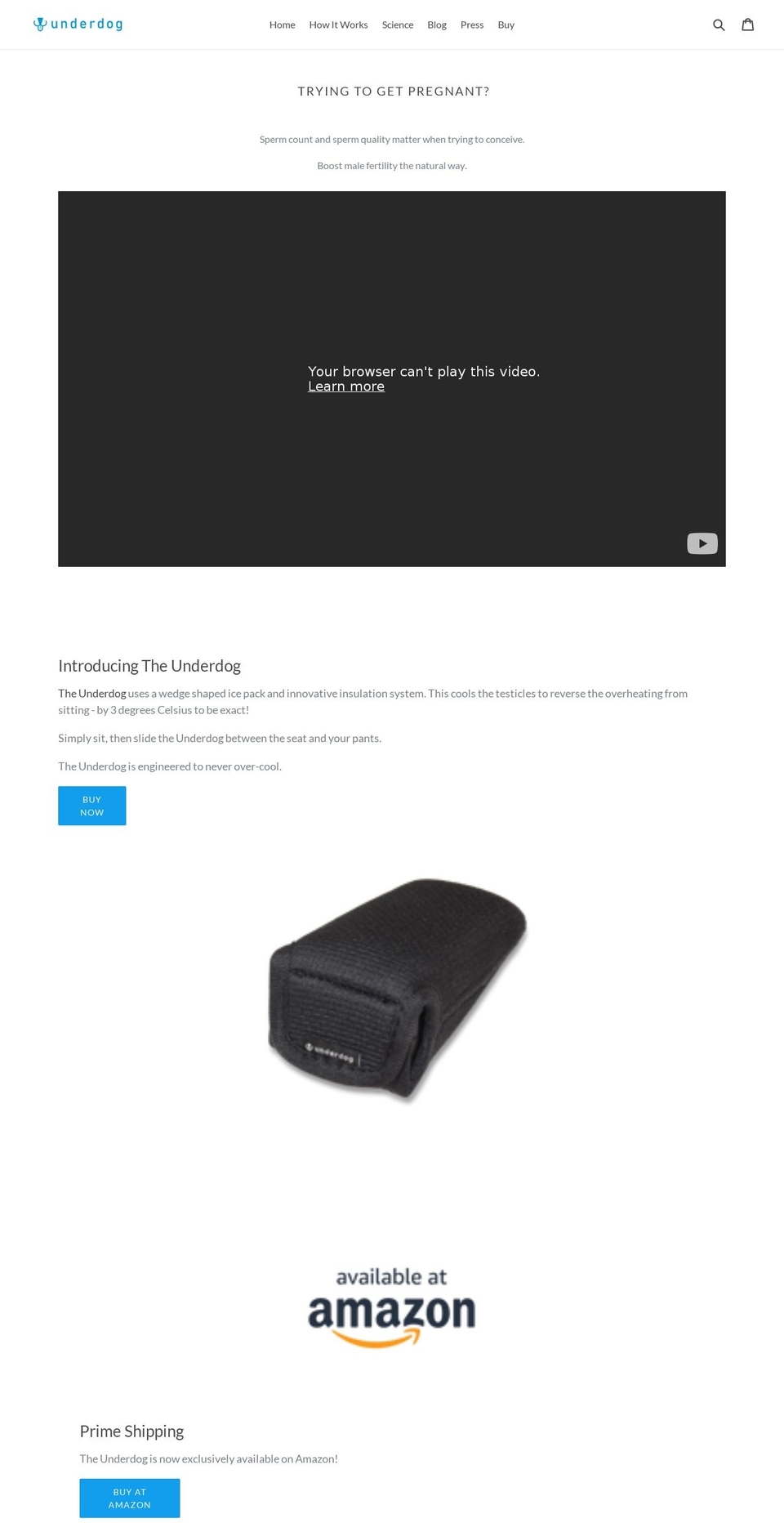underdogfertility.com — Shopify storefront screenshot