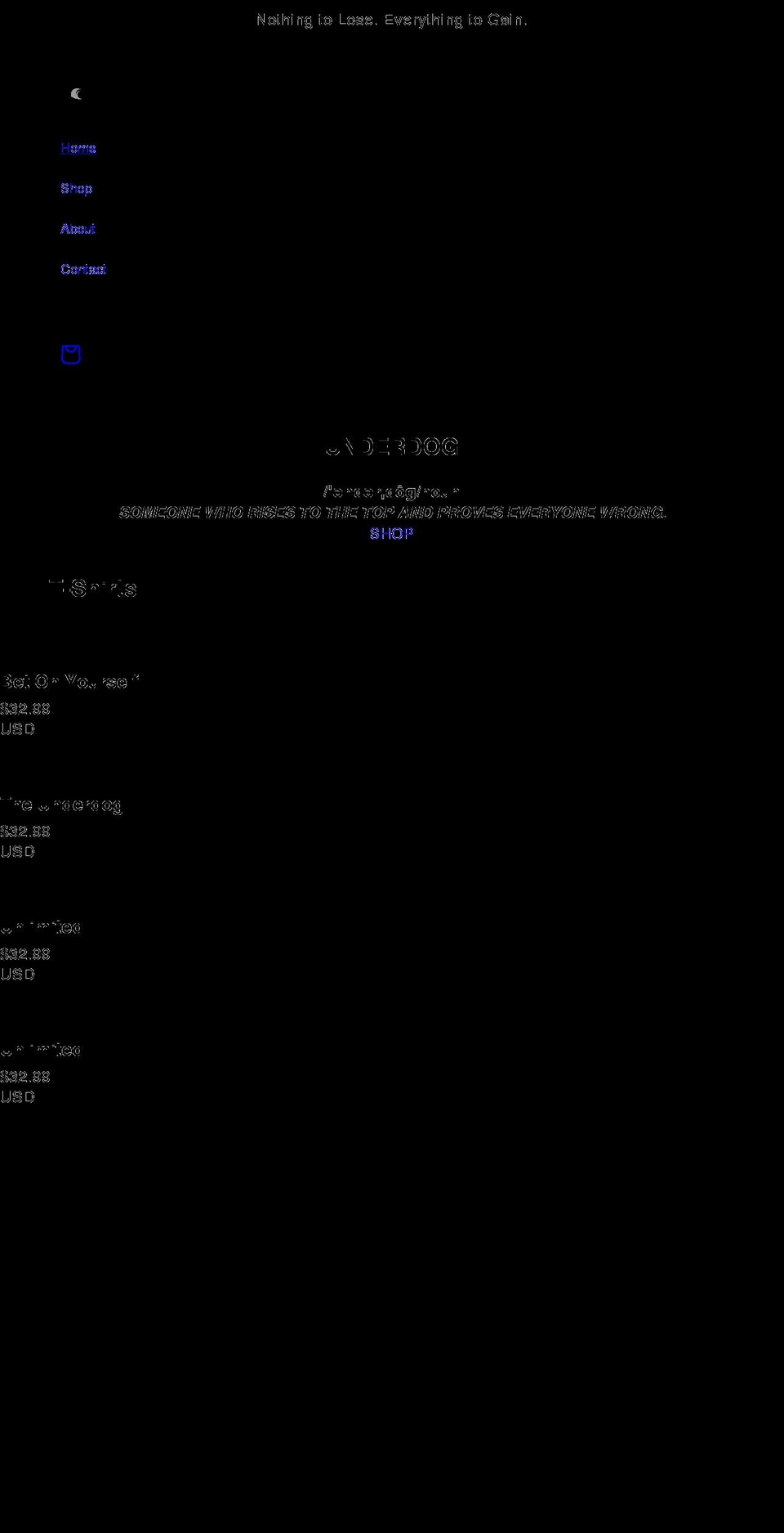underdogmerch.com shopify website screenshot