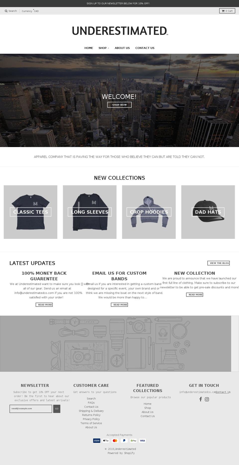 underestimatedco.com — Shopify storefront screenshot