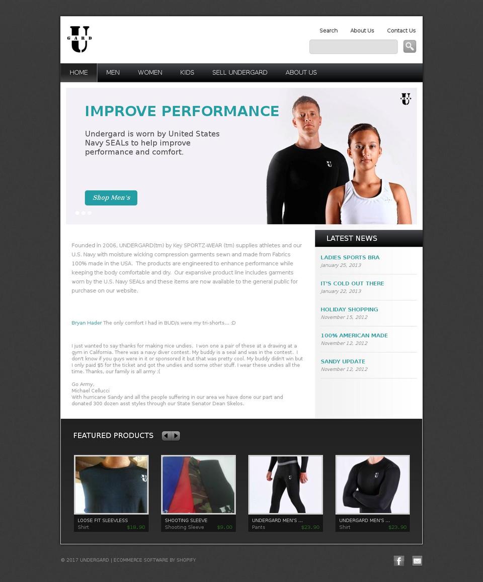 Shopaholla Modern Shopify theme site example undergard.com