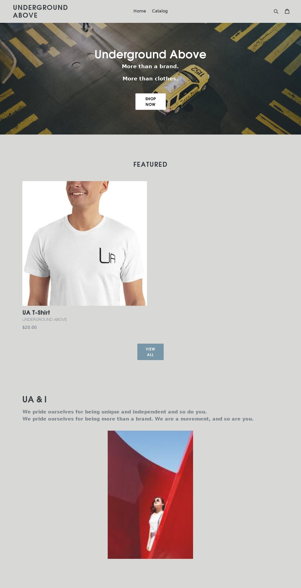 undergroundabove.com — Shopify storefront screenshot