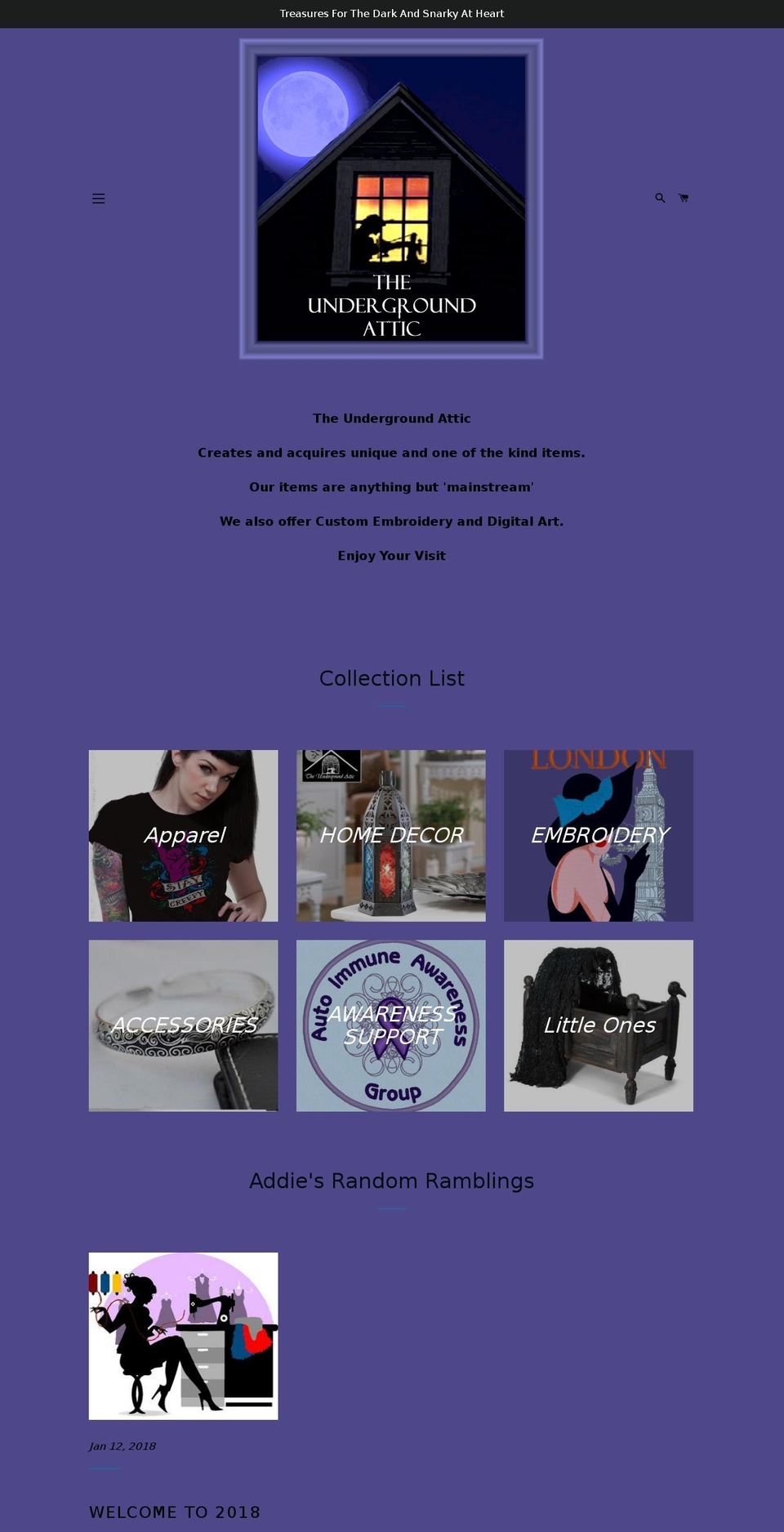 undergroundattic.net shopify website screenshot