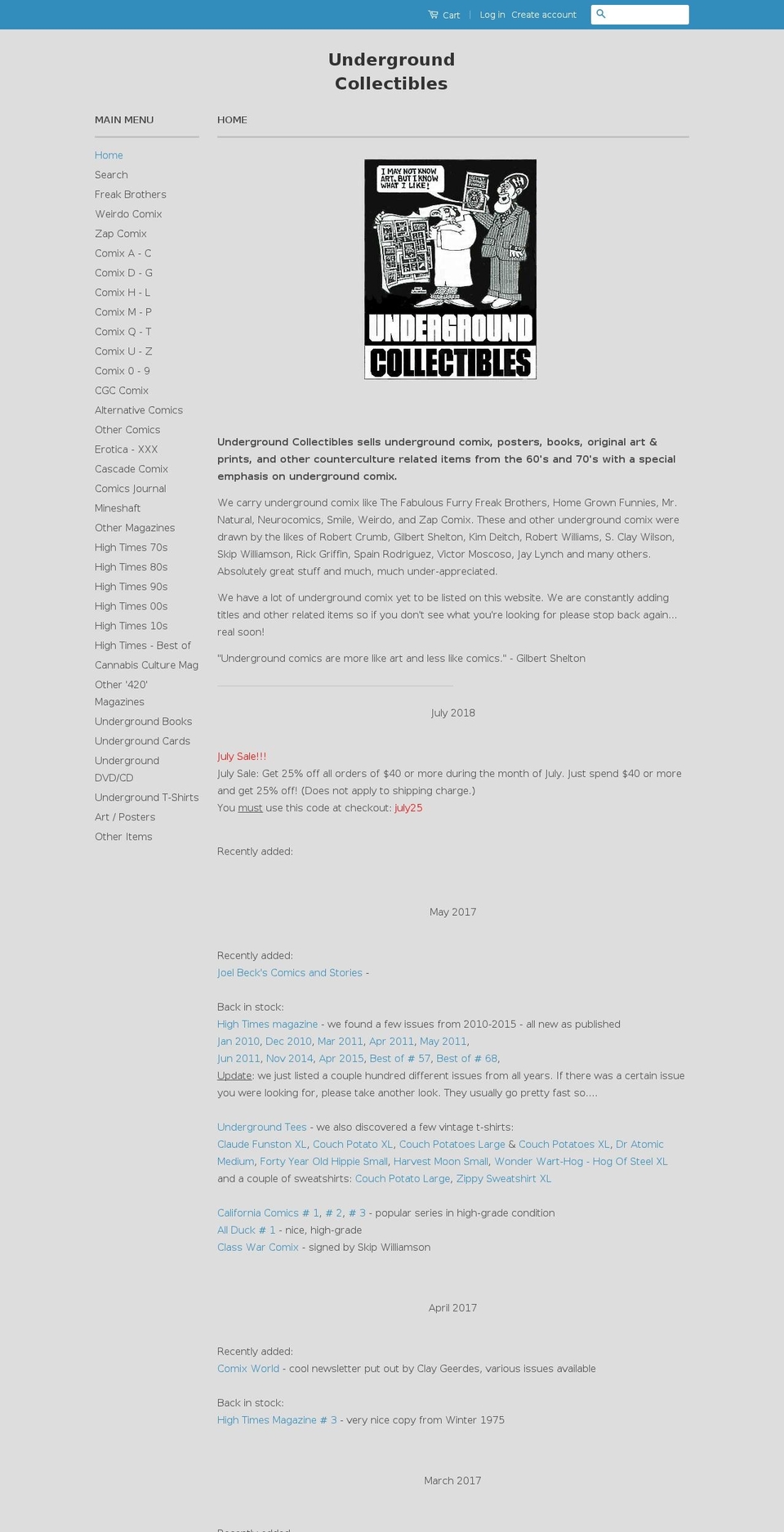undergroundcollectables.com — Shopify storefront screenshot