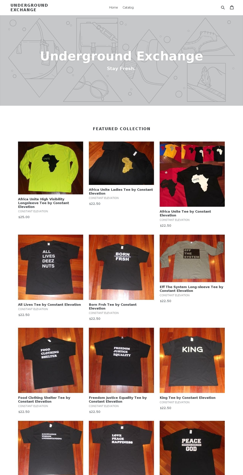undergroundexchange.com shopify website screenshot