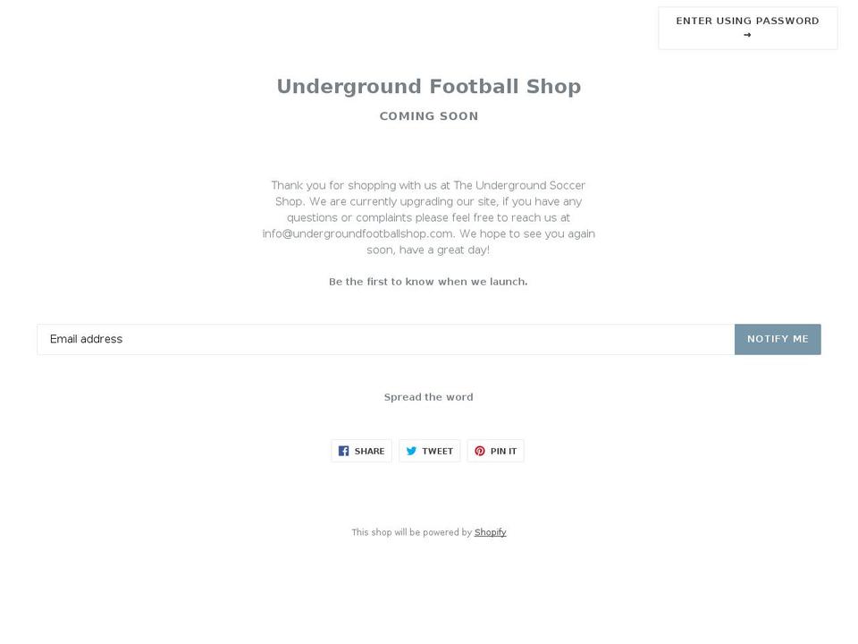 undergroundfootballshop.com — Shopify storefront screenshot
