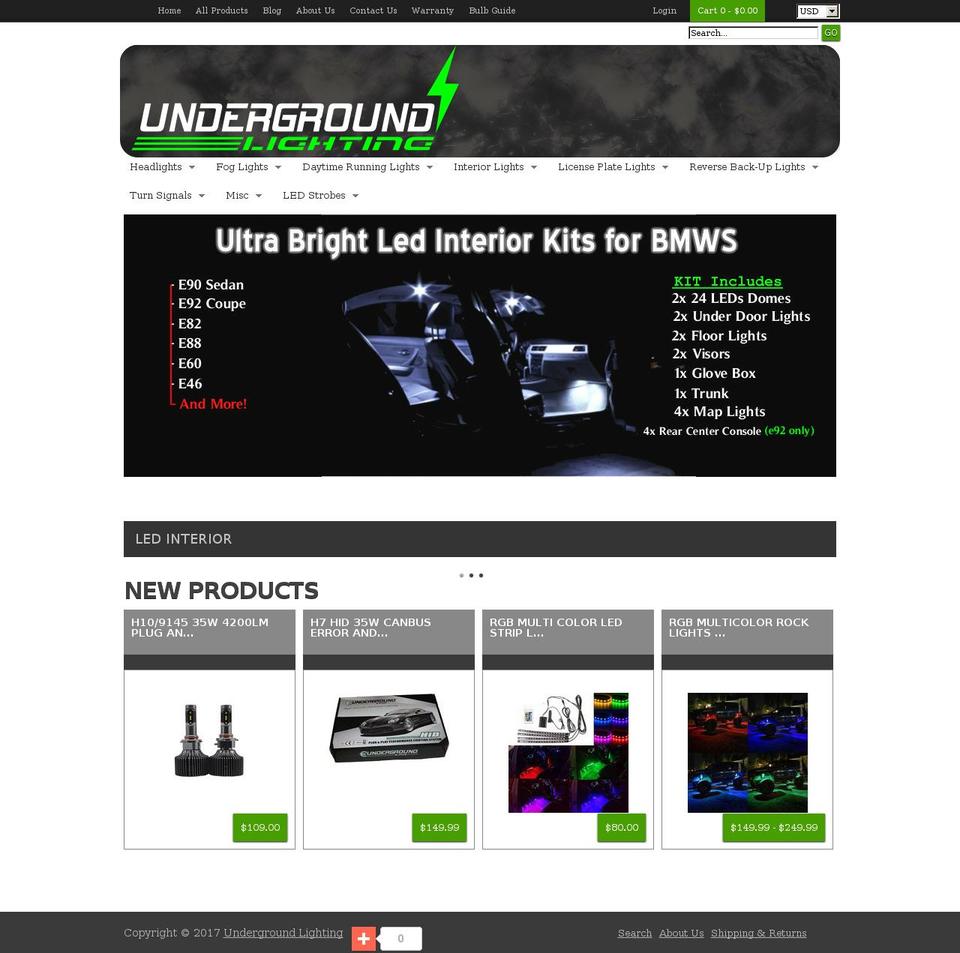 undergroundlighting.com shopify website screenshot
