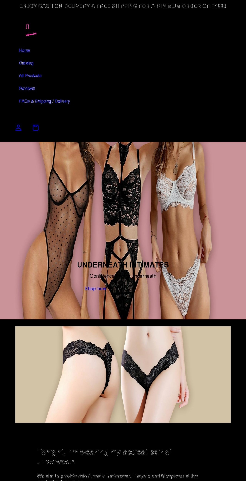 underneathintimates.com shopify website screenshot