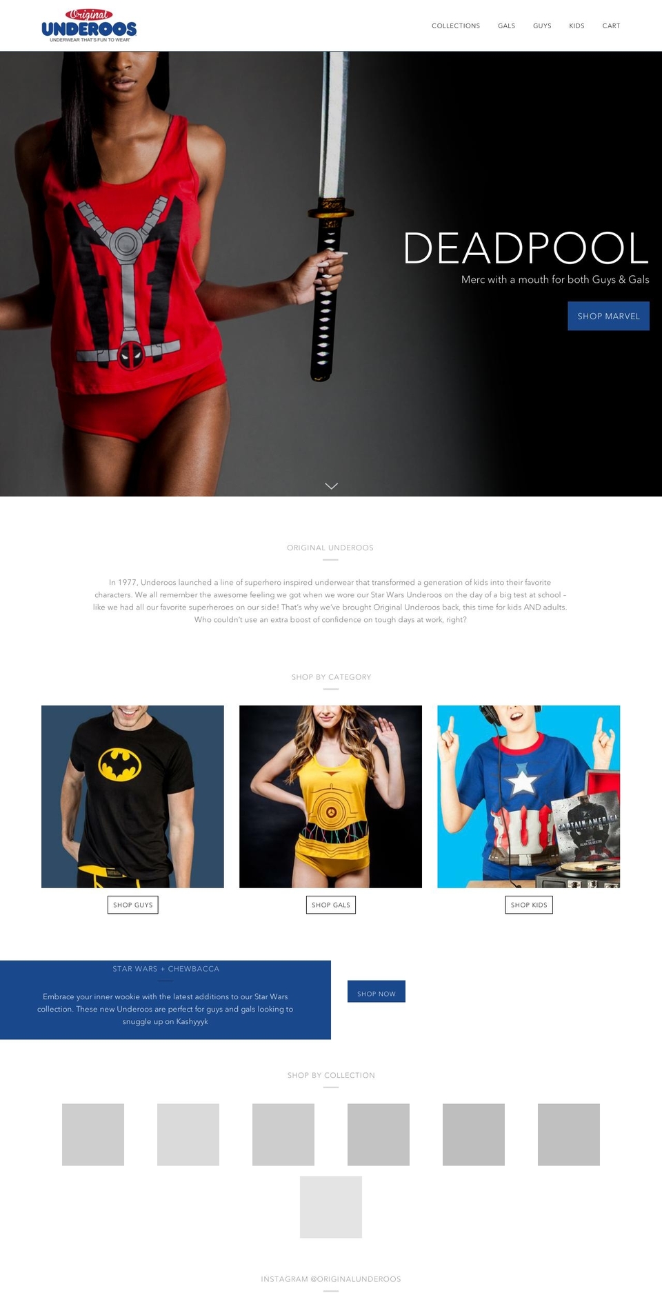 underoos.com — Shopify storefront screenshot
