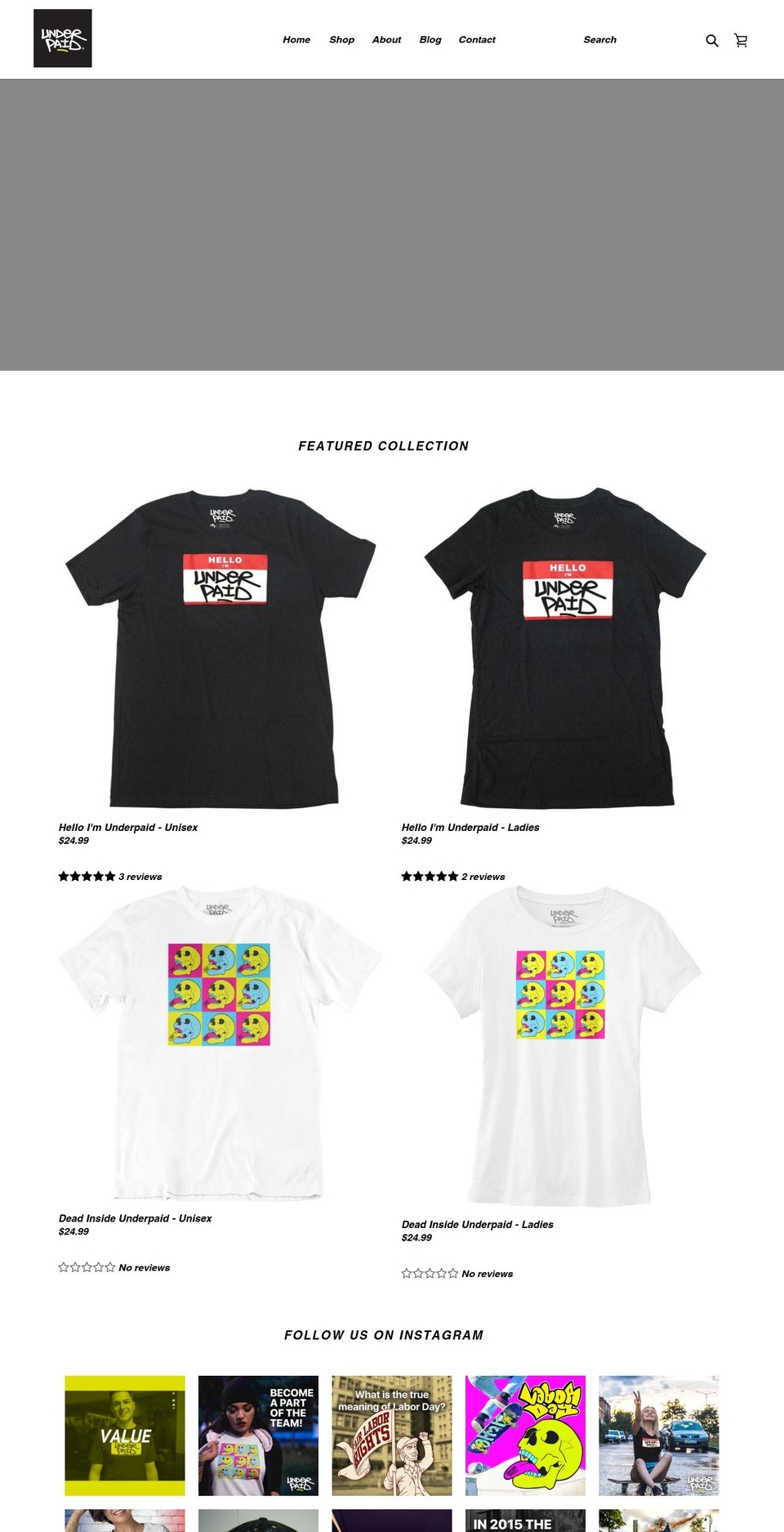 underpaidclothing.com shopify website screenshot
