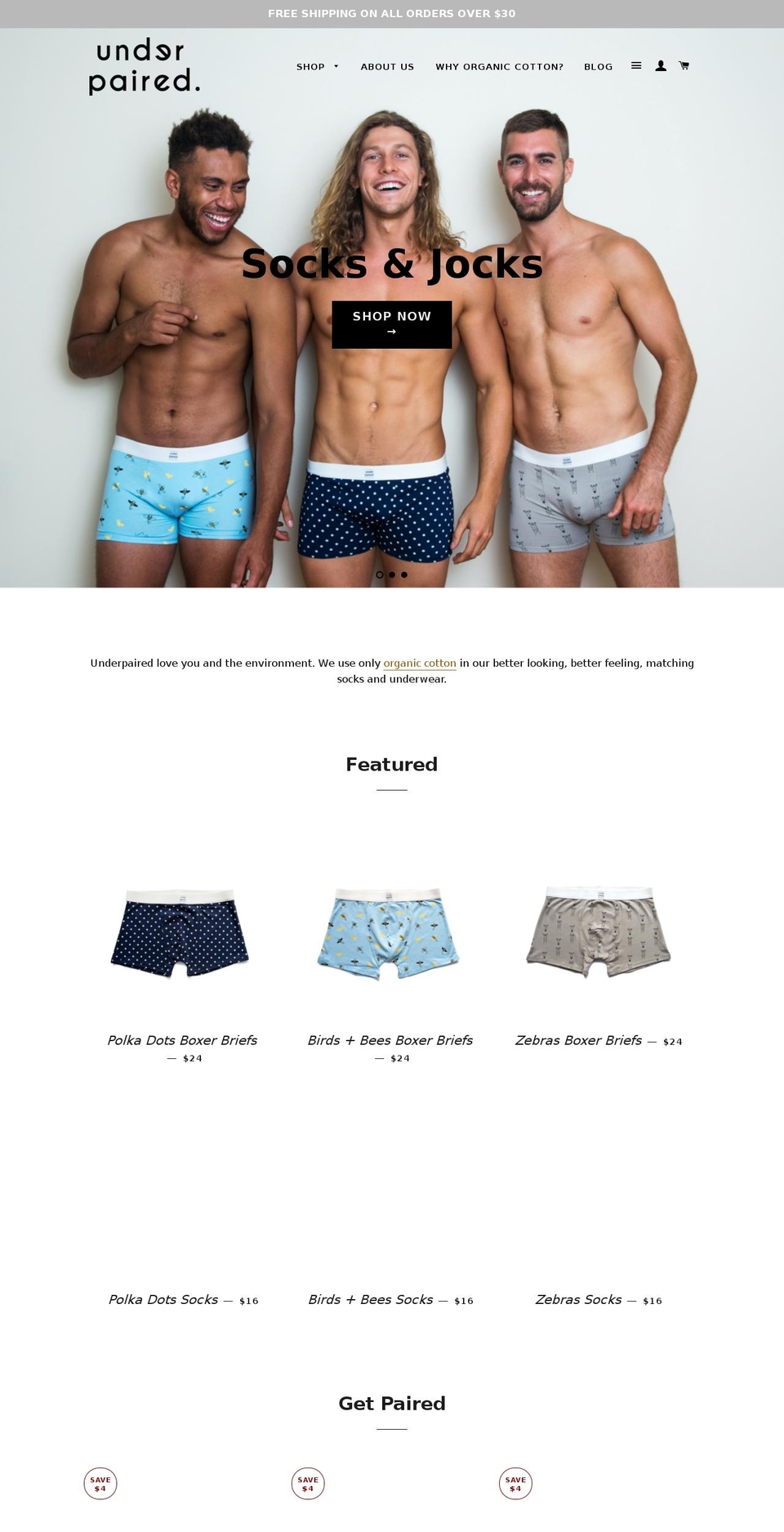 underpaired.com shopify website screenshot