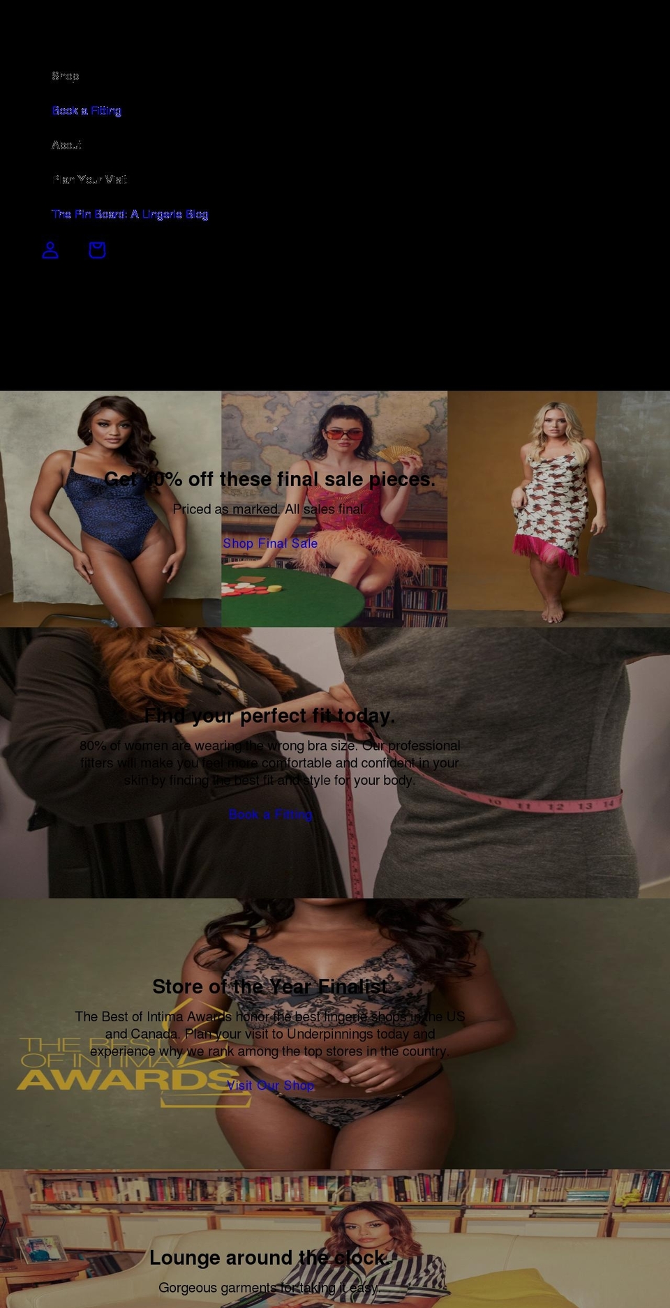 underpinningslingerie.com shopify website screenshot