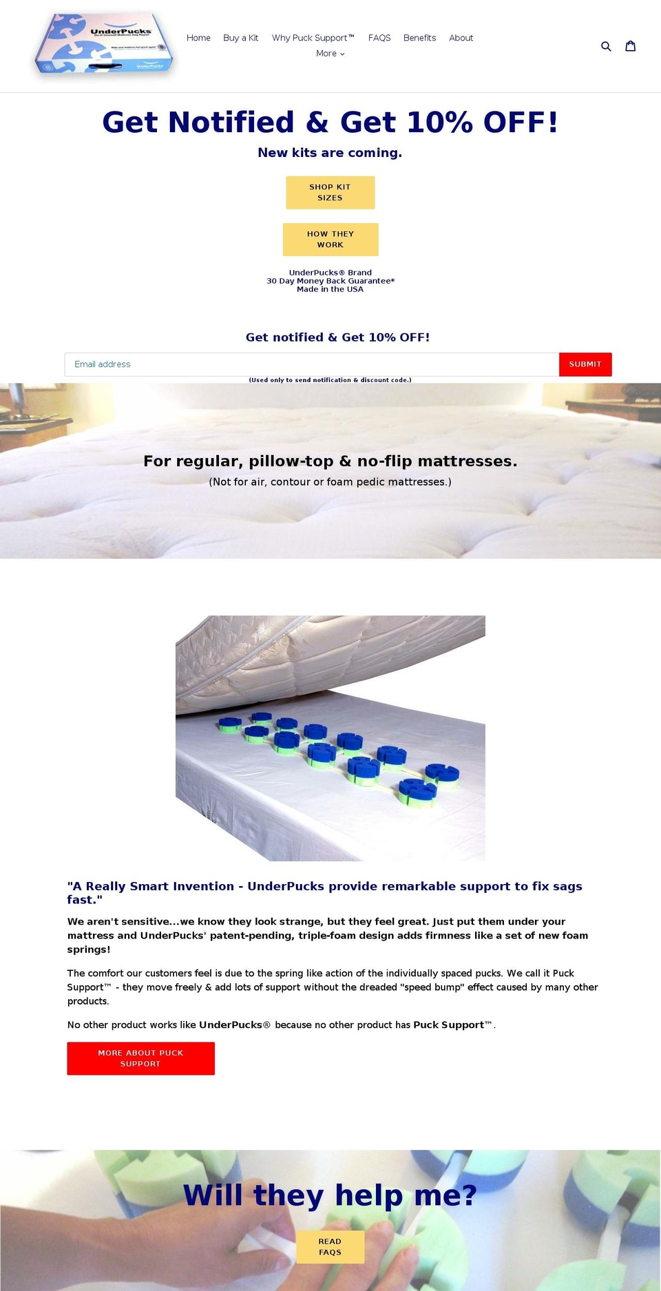 underpucks.com shopify website screenshot