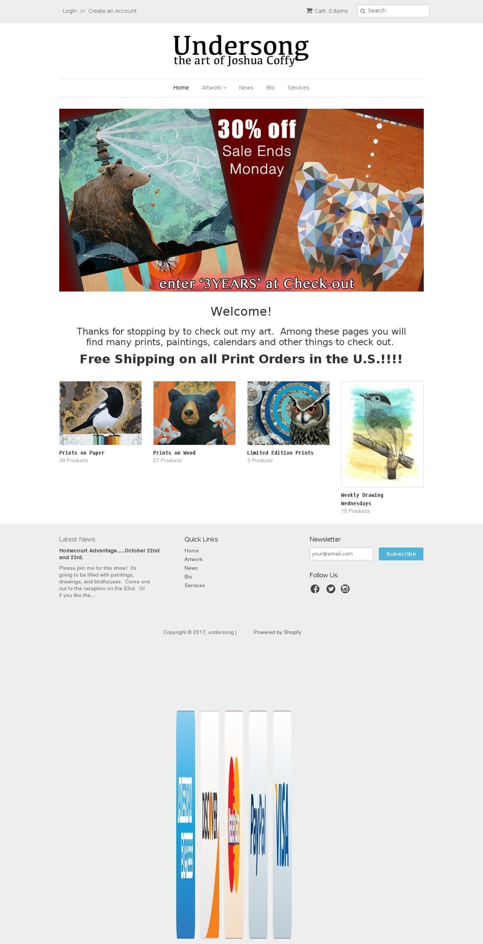 undersong.com shopify website screenshot
