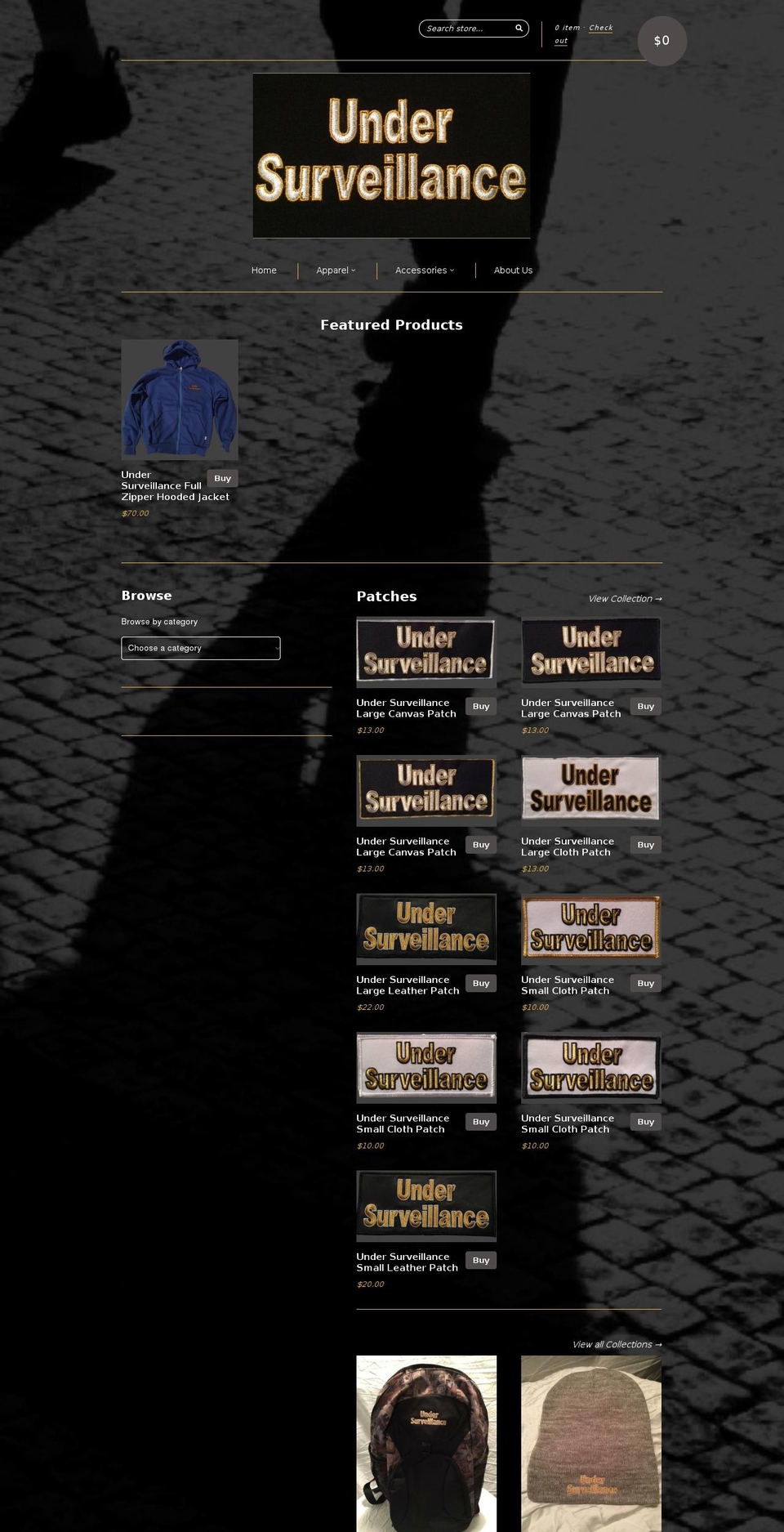 undersurveillanceapparelco.com shopify website screenshot