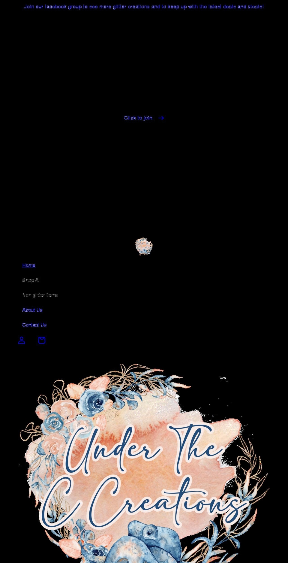 underthecglitter.com shopify website screenshot