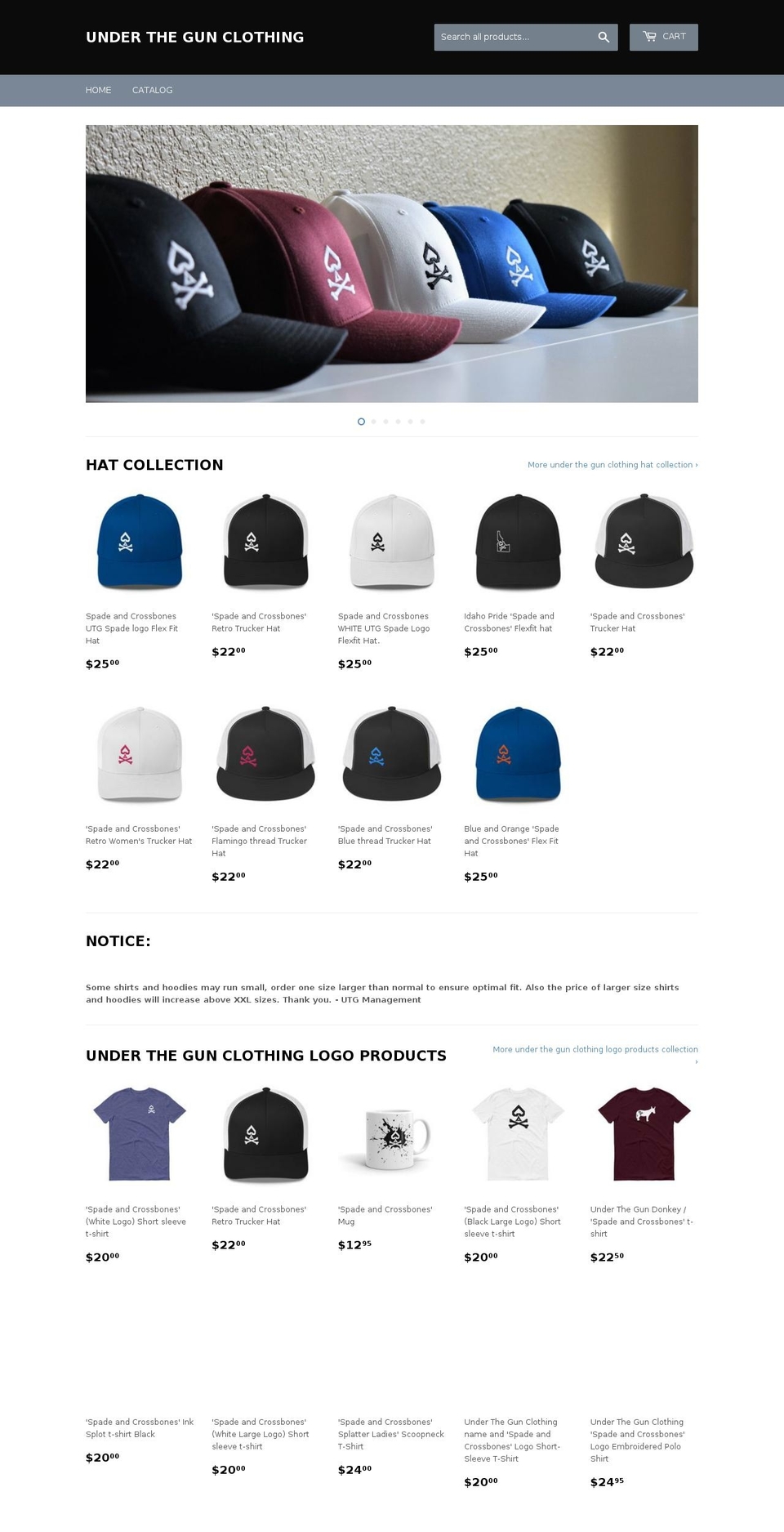 underthegunclothing.com — Shopify storefront screenshot