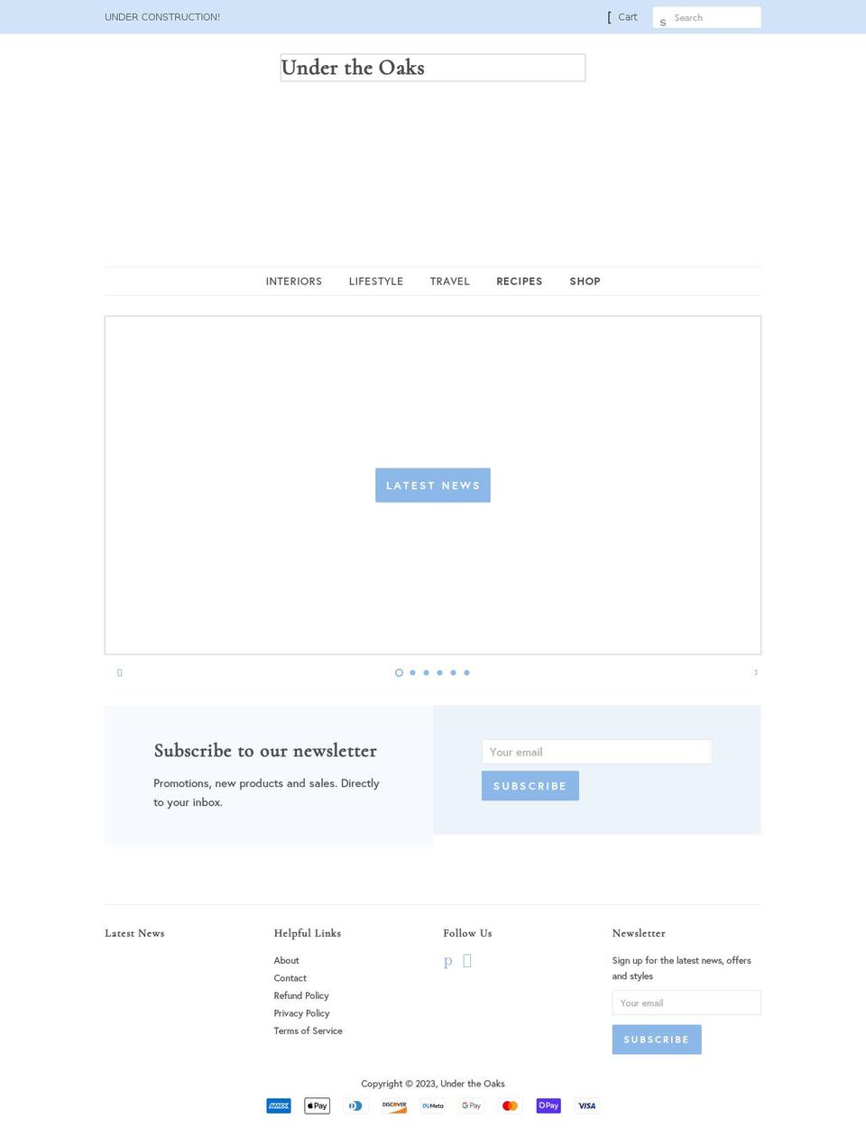 undertheoaksga.com shopify website screenshot